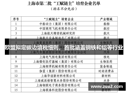 欧盟拟定碳边境税细则，首批涵盖钢铁和铝等行业